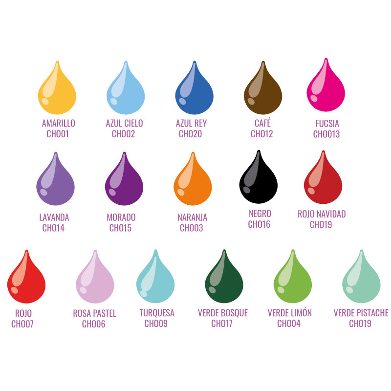 Kit de Choco Color Liposoluble 16 colores de 25ml